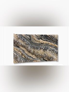 Geode Resin Art Wall Panel in Gold, Black & Cream